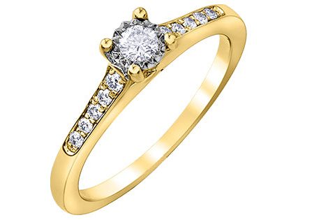 Ladies 10 Karat Gold Illuminaire Diamond Engagement Ring 1=0.10CT 10=0.10CT Sale