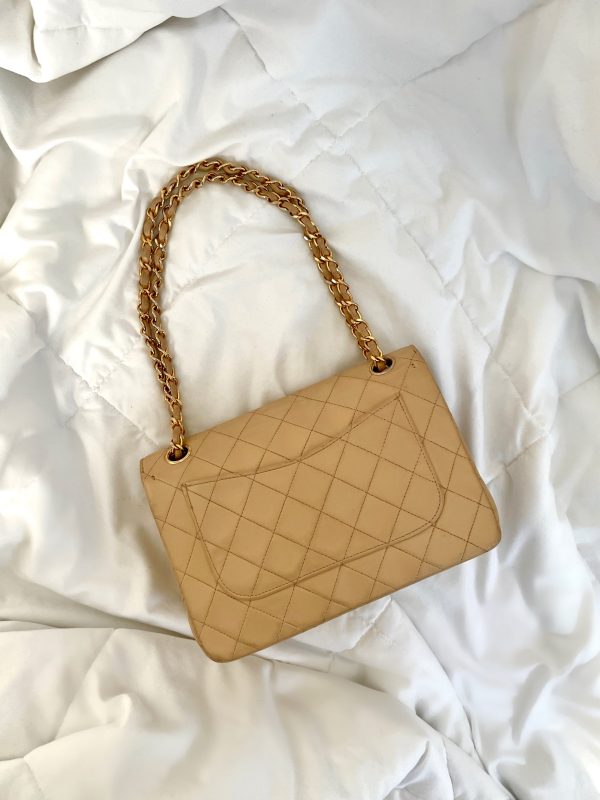 Chanel Beige Full Flap Bag For Sale