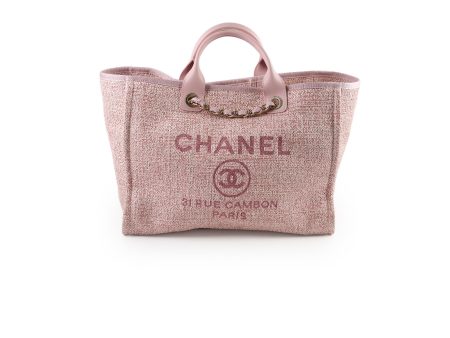 Chanel Deauville Tote Pink Tweed - Series 27 on Sale