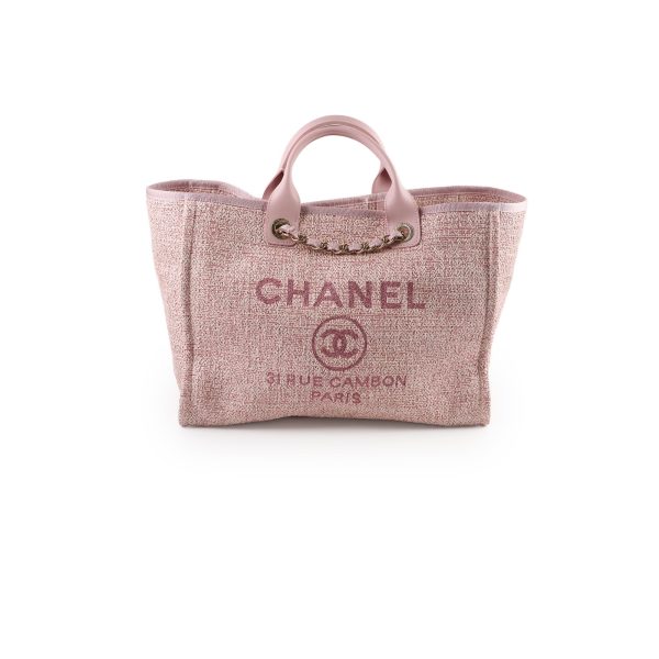 Chanel Deauville Tote Pink Tweed - Series 27 on Sale