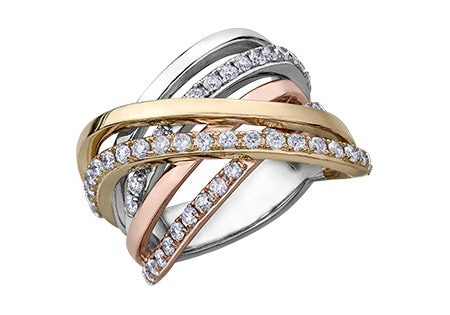 10 Karat Gold Tri Colour Diamond Ring (1.00CT TDW) Online Hot Sale