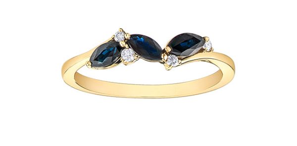 Blue Sapphire & Diamond Ring 10 Karat Gold For Cheap