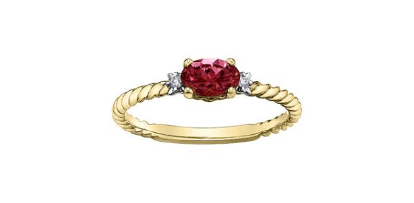 Birthstone Natural Stone & Diamond Ring 10 Karat Gold on Sale