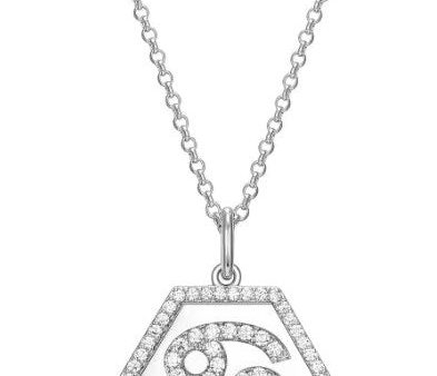 REIGN 925 Cancer Zodiac CZ Necklace For Sale