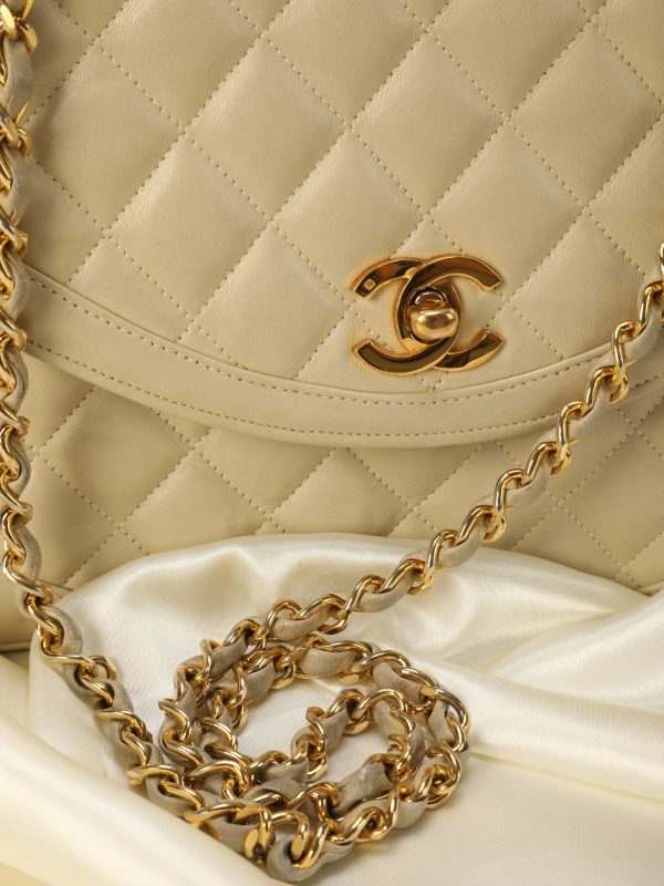 Chanel Lambskin Beige Half Flap on Sale