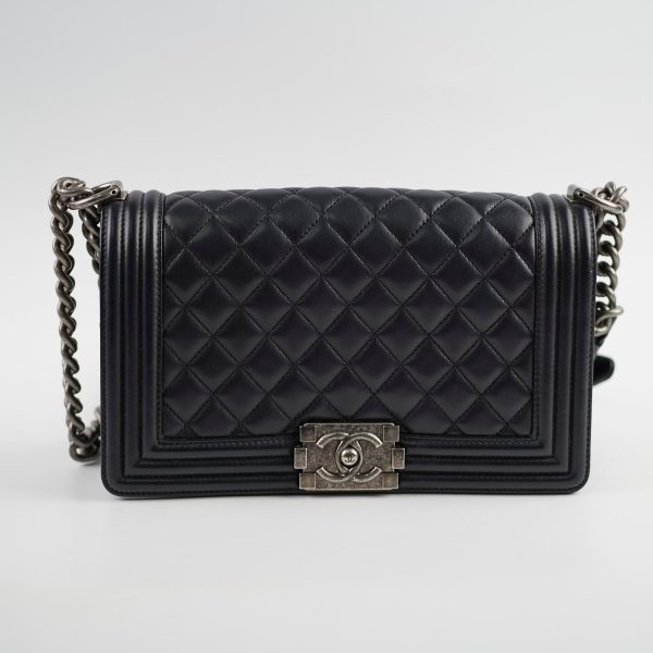 Chanel Old Medium Boy Black Lambskin - Series 23 Online Hot Sale