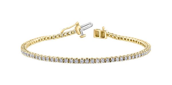 Ladies 10 Karat Yellow Gold Diamond Bracelet (2.00TDW) Online now