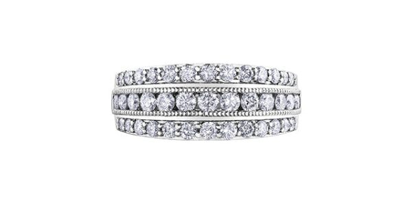 10 Karat Gold Triple Diamond Row Ring Cheap