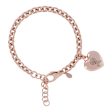 Bronzallure Golden Rose Heart and Ribbon Charm Bracelet Pink Is Good Hot on Sale