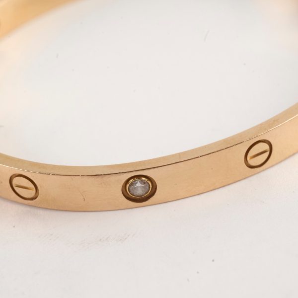 Cartier Love Bracelet Pink Gold 4 Diamonds Size 19 Online now