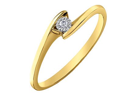 Ladies 10 Karat Gold Illuminaire Diamond Solitaire 1=0.03CT Fashion