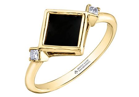 Black Onyx & Diamond Ring 10 Karat Gold - Maple Leaf Canadian Diamonds For Sale