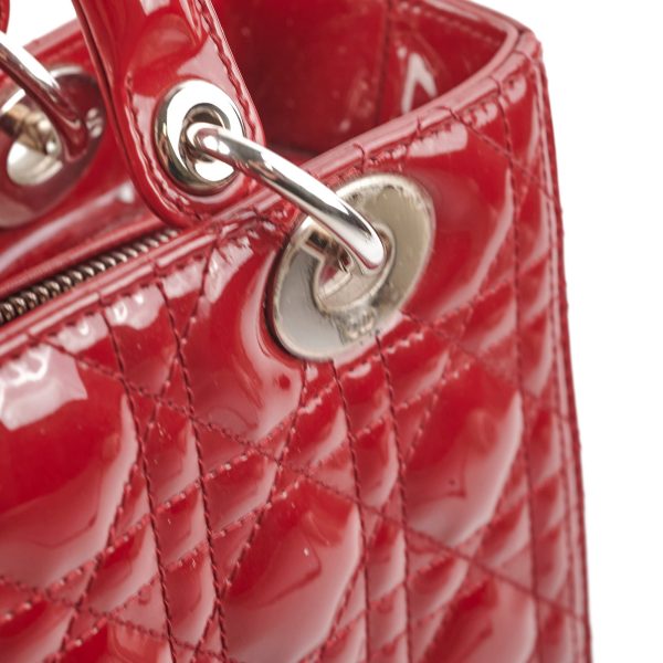 Christian Dior Medium Lady Dior Patent Red Online now