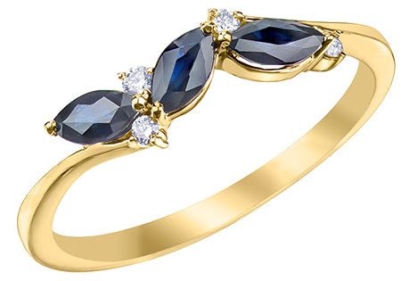 Blue Sapphire & Diamond Ring 10 Karat Gold For Cheap