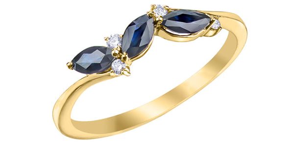 Blue Sapphire & Diamond Ring 10 Karat Gold For Cheap