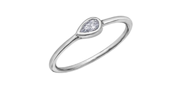 Ladies 10 Karat White Gold ChiChi Stackable Pear Shaped Diamond (TDW 0.10CT) Ring Supply