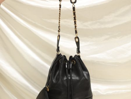 Chanel Lambskin Logo Bucket Bag & Pouch Discount