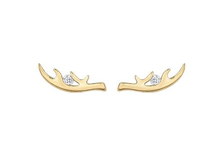 10KTY Antler Canadian Diamond Earrings (0.04TDW) on Sale