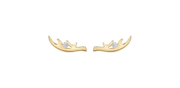 10KTY Antler Canadian Diamond Earrings (0.04TDW) on Sale