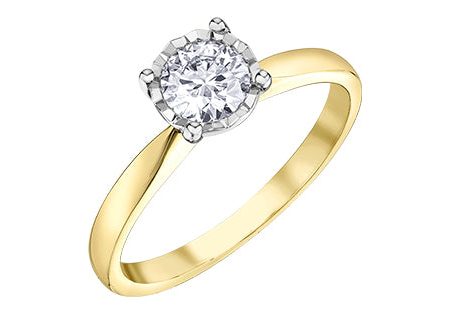 Ladies 10 Karat Gold Illuminaire Diamond Solitaire 1=0.50CT Cheap