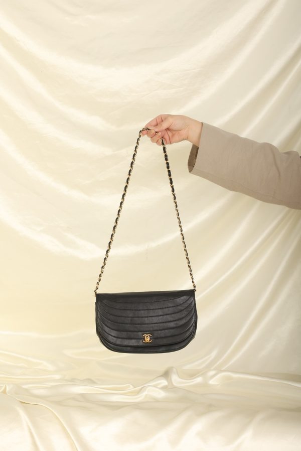 Chanel 1989 Lambskin Crescent Flap Hot on Sale