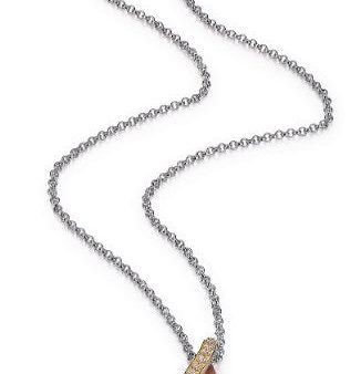 Sterling Silver Rhodium and Gold Plated 3-Tone Twisted Cubic Zirconia Necklace 16  with 2  extender Cheap