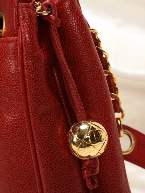 Chanel Caviar Red Logo Tote Online Sale