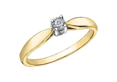 Ladies 10 Karat Gold Illuminaire Diamond Solitaire 1=0.03CT For Discount