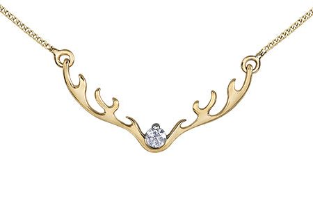 Ladies 10KT Antlers Necklace Canadian Diamond (0.04TDW) For Cheap