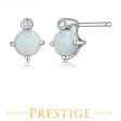 ELLE  Birthstone  Oct Rhodium Plated Created 5mm Round Opal Cheap