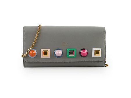 Fendi Grey Long Wallet On Chain WOC For Discount