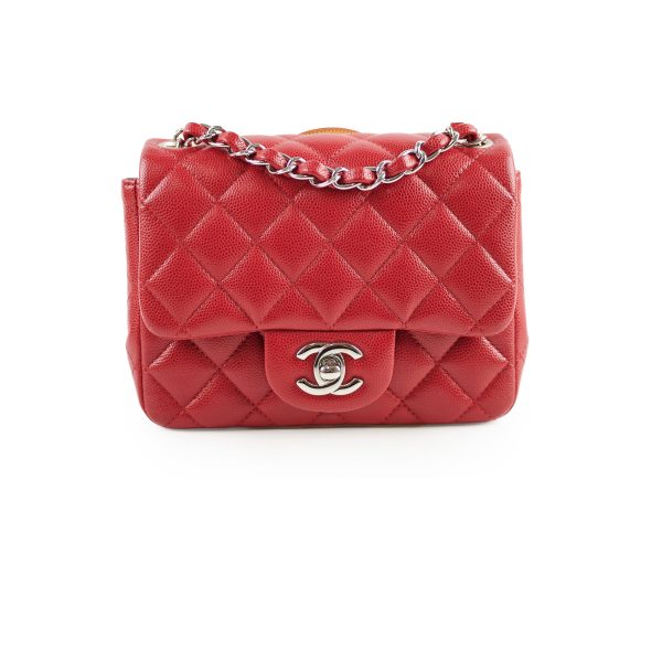 Chanel Mini Square Caviar Red 26 series Online