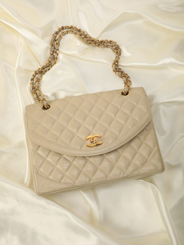 Chanel Lambskin Beige Half Flap on Sale