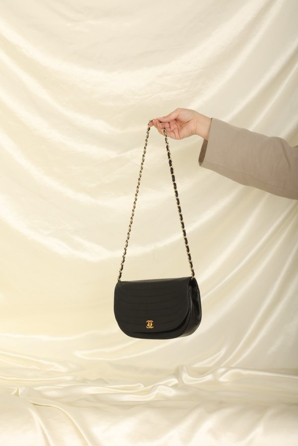 Chanel 1989 Lambskin Crescent Flap Hot on Sale