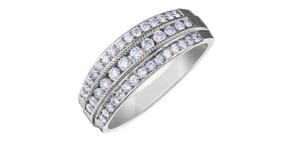 10 Karat Gold Triple Diamond Row Ring Cheap