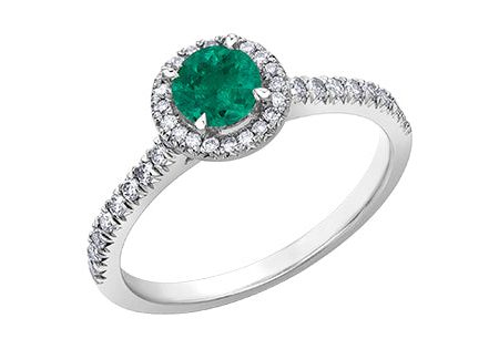 Ladies 10KT White Gold Emerald &  Diamond Ring 38=0.26CT Supply