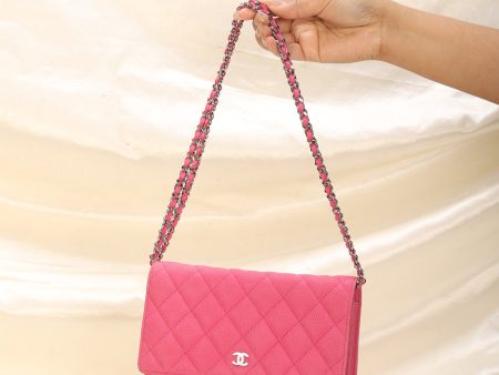 Chanel Caviar Pink Wallet on Chain Sale