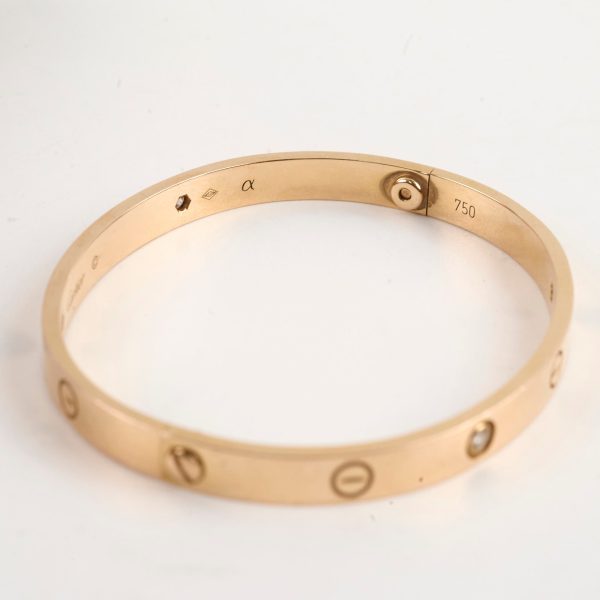 Cartier Love Bracelet Pink Gold 4 Diamonds Size 19 Online now