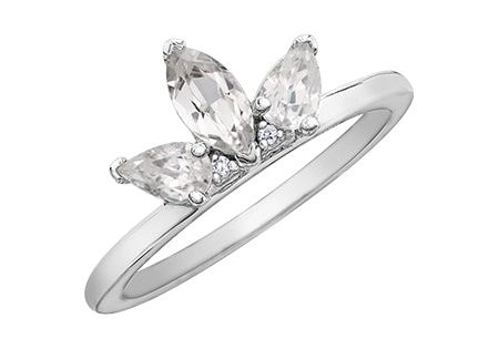 10KTW White Zircon Crown Ring 2=0.01CT For Sale