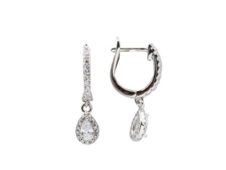 Earrings - Sterling Silver 925 CZ Halo Teardrops Fashion