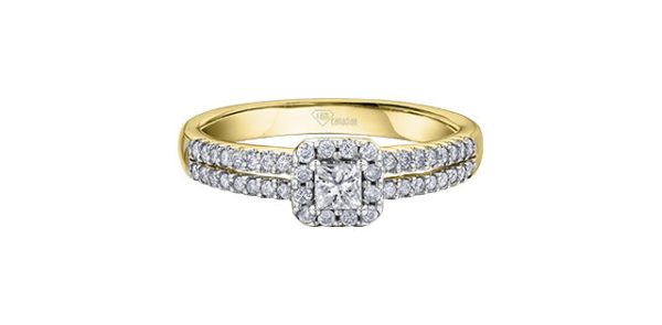 Engagement Ring 14 Karat Yellow Gold  - Canadian Diamond For Cheap