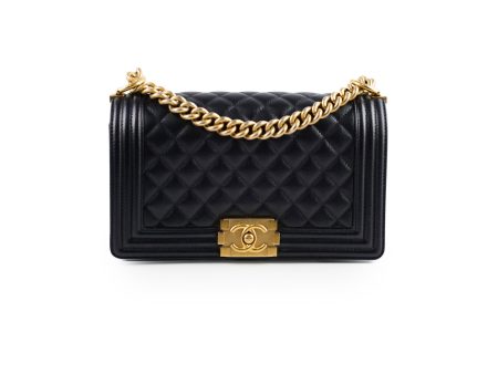 Chanel Caviar Old Medium Boy Bag Black 30 Series Discount