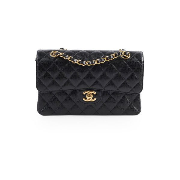 Chanel Small Caviar Double Classic Flap Black Microchipped Discount