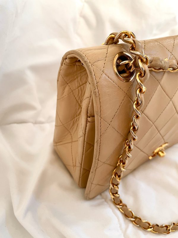 Chanel Beige Full Flap Bag For Sale