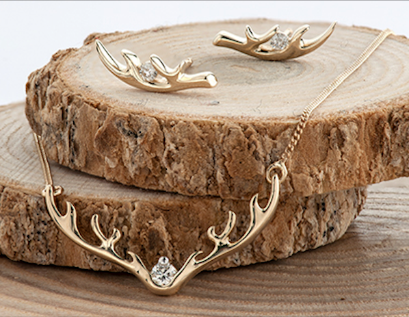 10KTY Antler Canadian Diamond Earrings (0.04TDW) on Sale