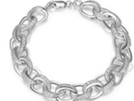 Royal Links - REIGN 925 Diamondlite CZ  Wide Link Bracelet 7.25 Online now