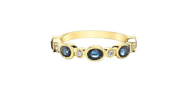 Blue Sapphire & Diamond Band 10 Karat Gold (0.06CT TDW) on Sale