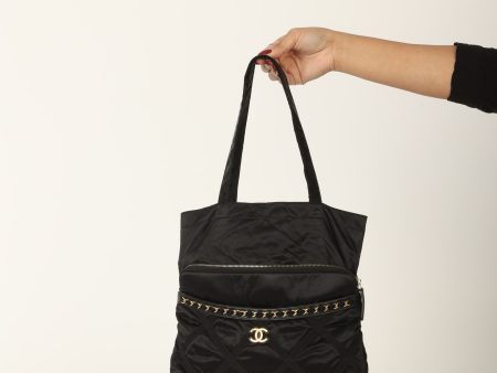 Chanel 2022 Satin Zip Clutch Tote For Sale