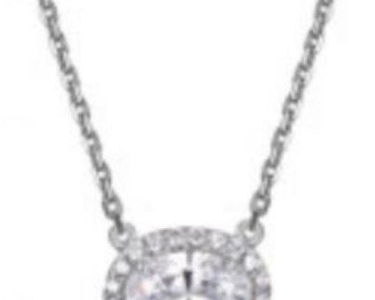 Red Carpet - REIGN 925 Diamondlite CZ 8x6MM Oval Halo Necklace 18 Online Sale