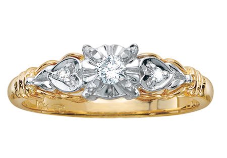 Ladies Engagement Ring 10KT Yellow & White Gold (0.11TDW) on Sale